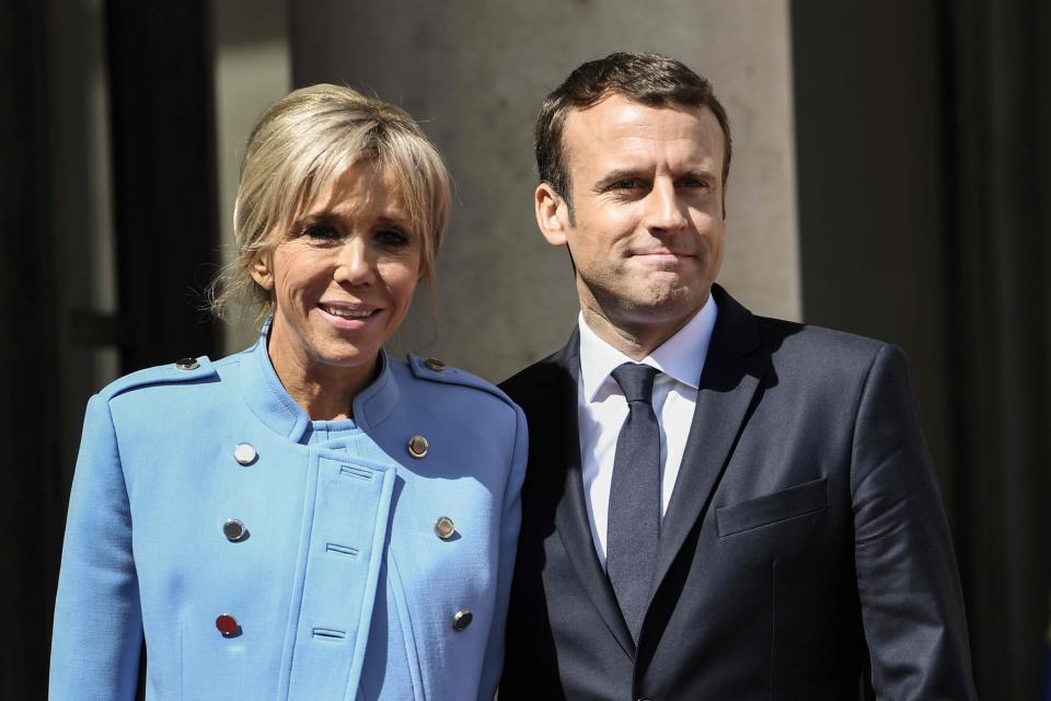  Emmanuel Macron with his wife Brigitte