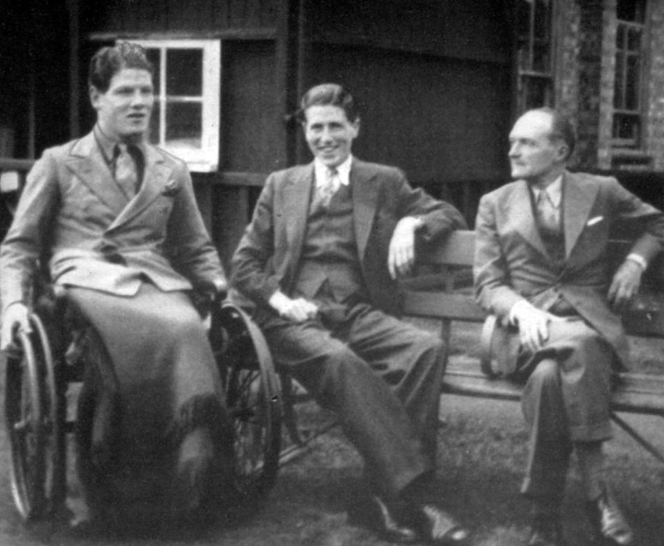  Colin, left, received a steady stream of visitors as he recuperated after 1939 crash that saw him lose both legs