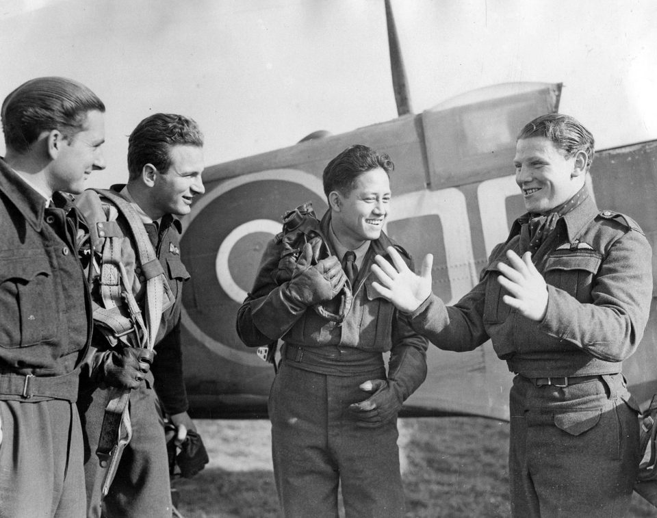  Colin, (right), with fellow trainees in October 1942 - three years after he had both legs amputated