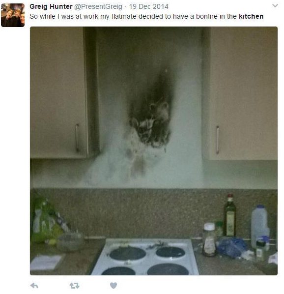  This housemate wasn't left feeling too safe when their roomie had a kitchen fire