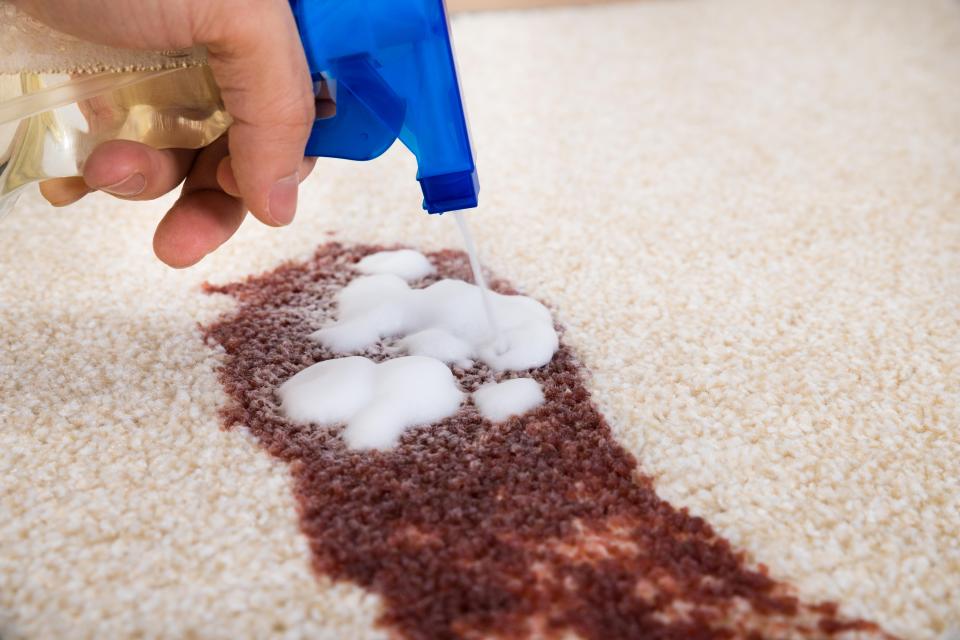  Take a deep breath and don't panic spray. Drowning a stain in remover can make it worse