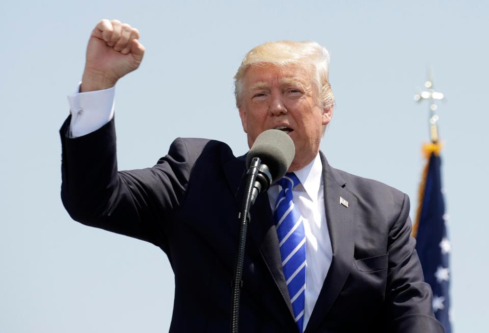  The republican was in a punchy mood as he addressed Coast Guard graduates