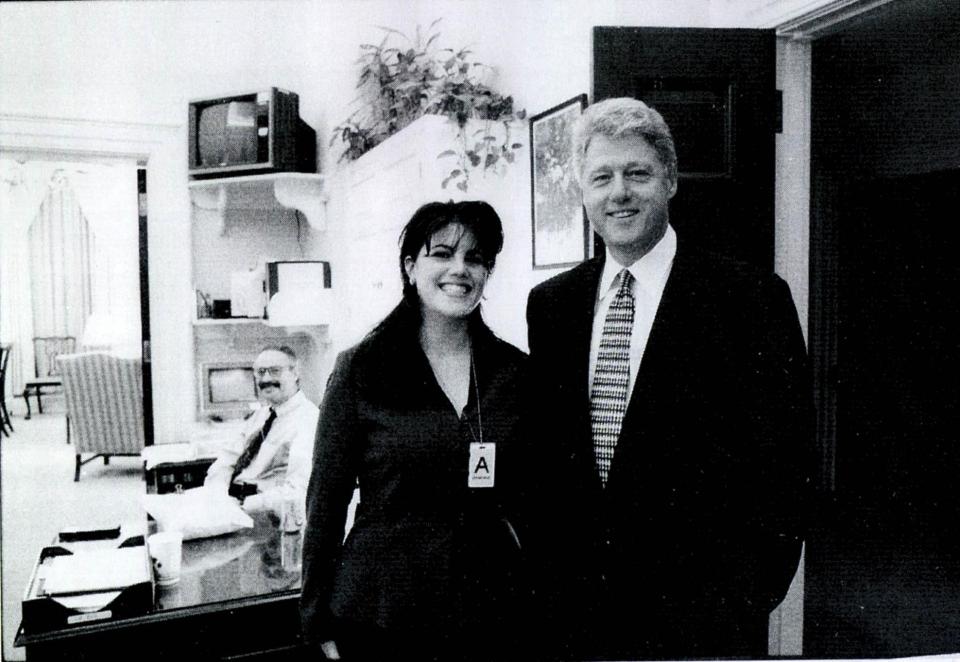  President Bill Clinton with then intern Monica Lewinksy at the White House