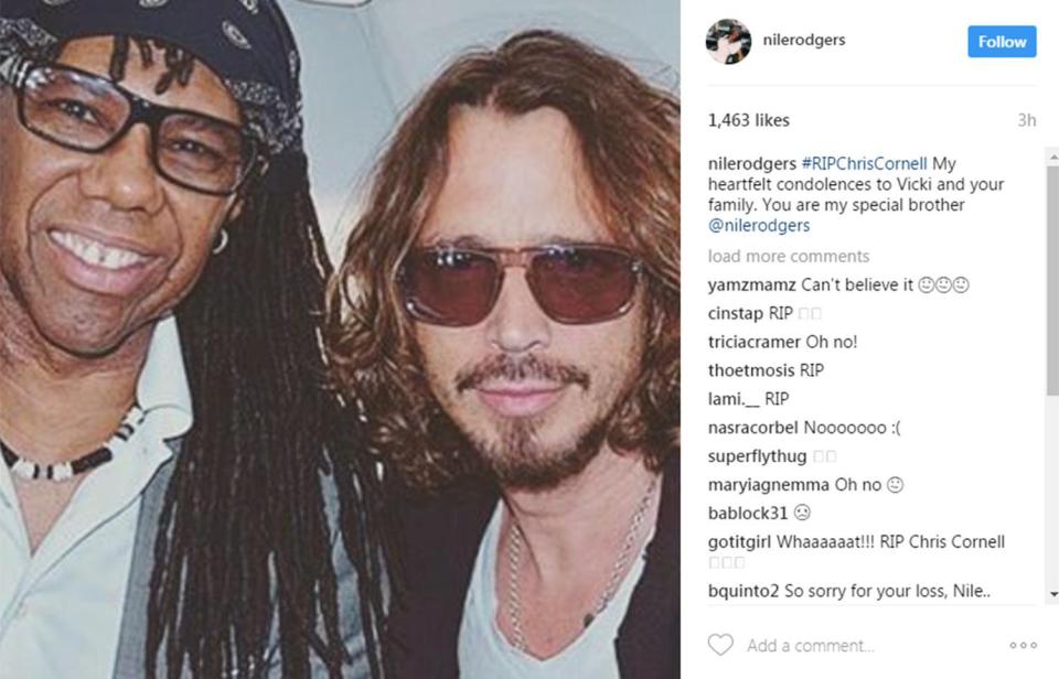  Legendary producer Nile Rodgers gave a heartfelt tribute on Instragram