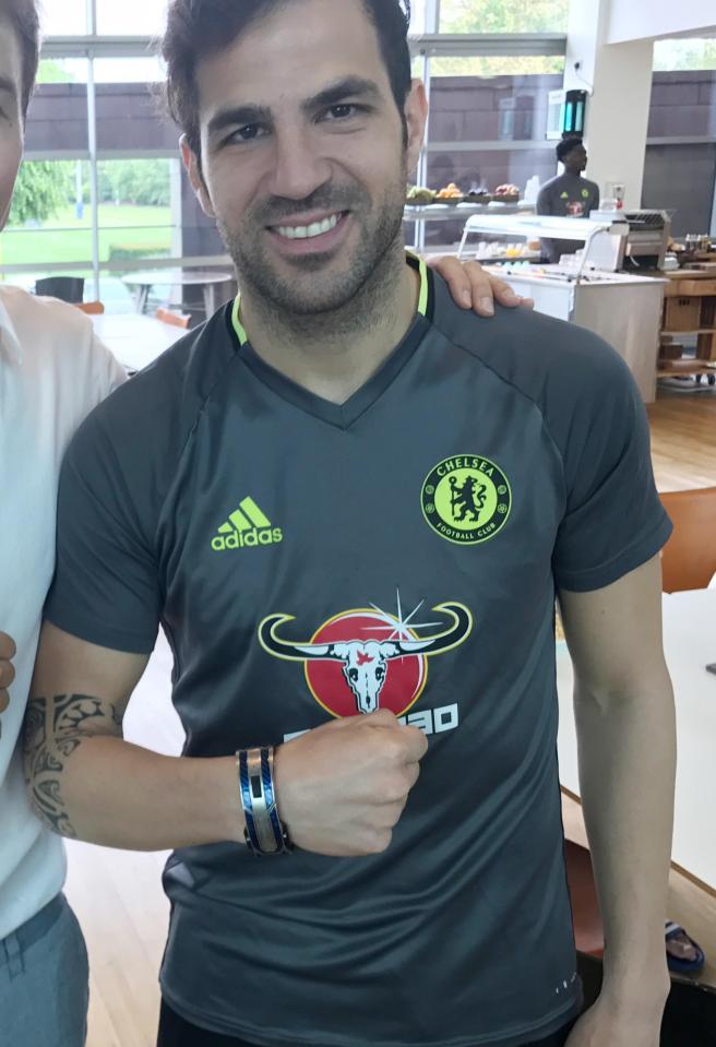  Cesc Fabregas was one of the stars showing off his gift from David Luiz