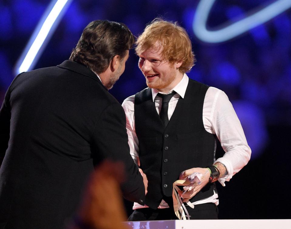  Russell Crowe is a close pal of British chart-topper Ed Sheeran