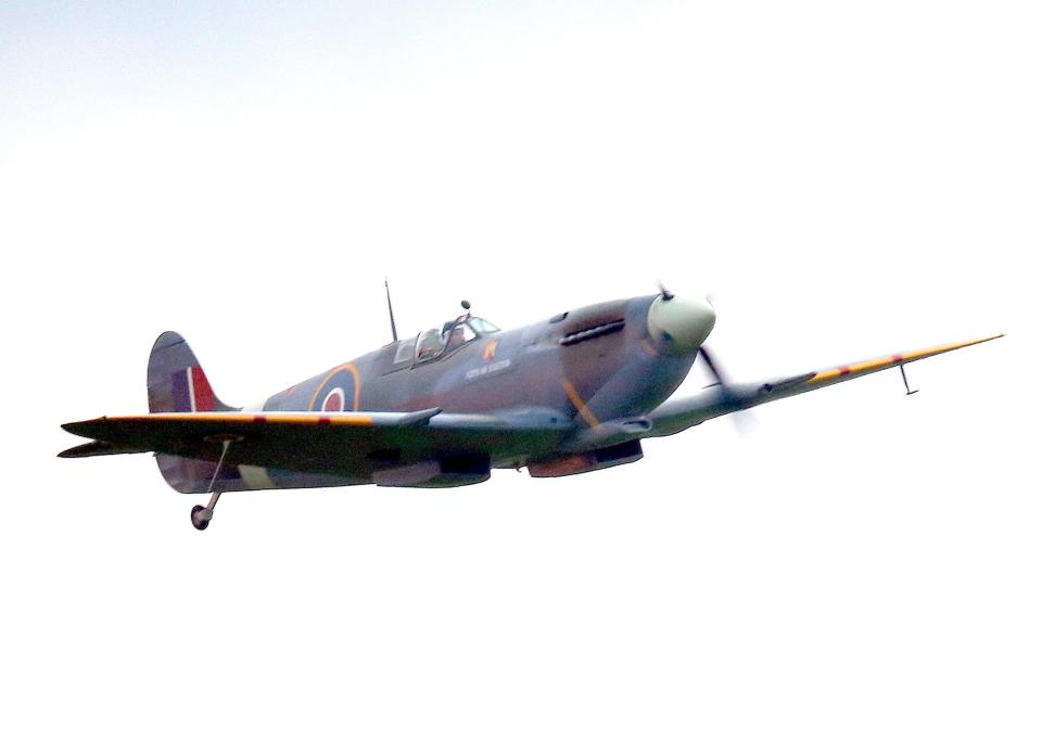  A Spitfire performs a flypast at the wedding reception at the Middleton estate on Saturday