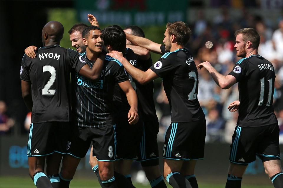  West Brom celebrated Jonny Evans' winner