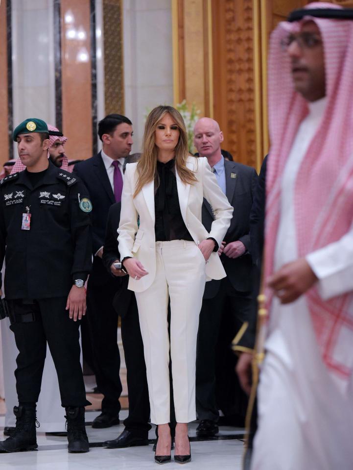 The First Lady did not cover her hair during the trip to conservative Saudi Arabia 