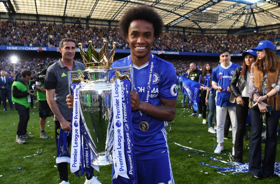  Willian celebrates winning the Premier League after a tough year with the death of his mum