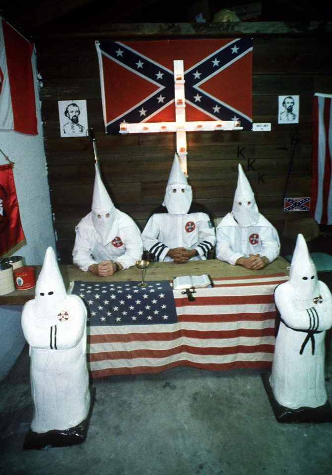  The Confederate flag was adopted by the Ku Klux Klan as it launched a campaign of terror against black people in the Southern United States