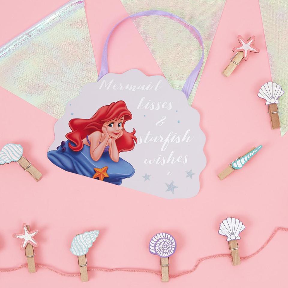  The plaque is £2 and so is the bunting so Disney fans can go flipping crazy with Ariel-themed decor