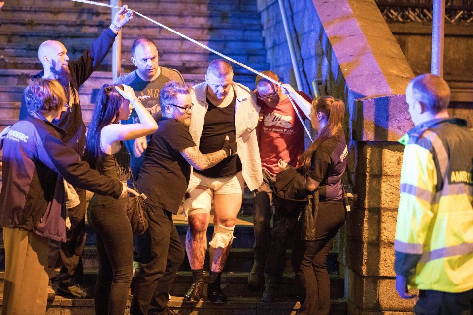  Police continue to hunt a terror network after the Manchester terror attack which left revellers, pictured, with terrible injuries