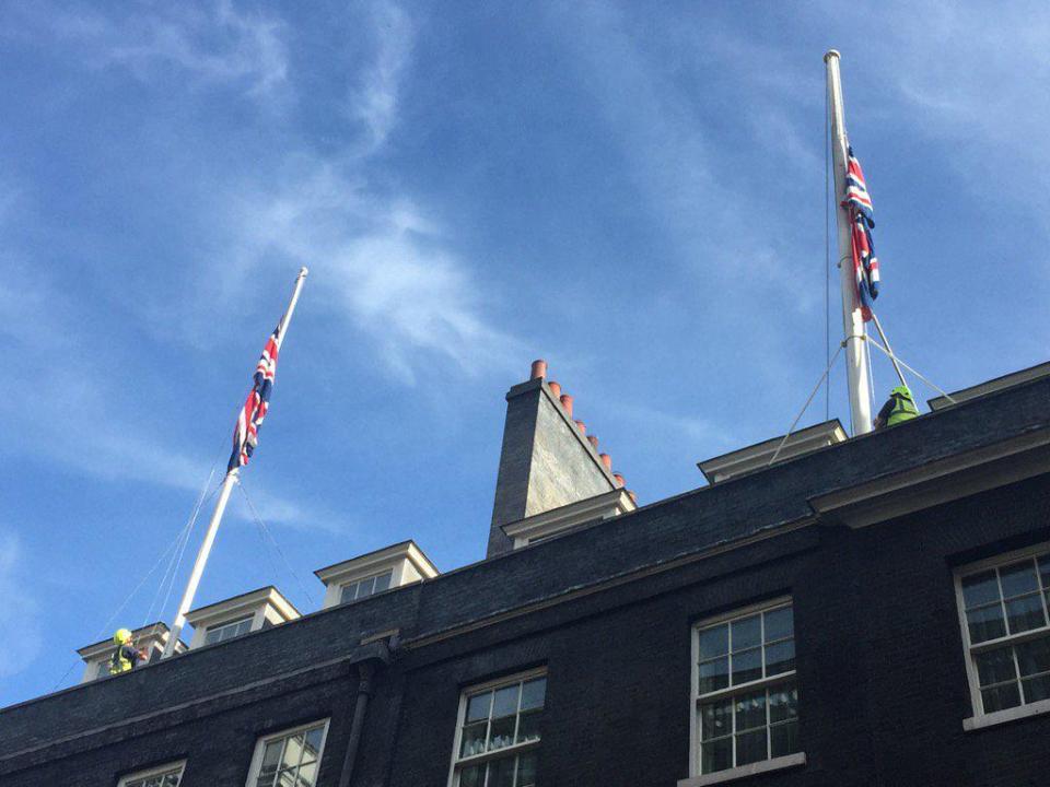  Flags were flying at half-mast atop 10 Downing Street this morning