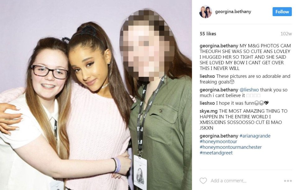 The young girl was pictured with Ariana Grande almost two years ago