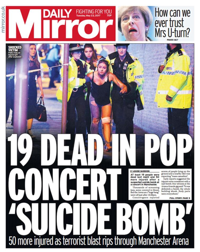  The Daily Mirror was another newspaper to change its front page for later editions