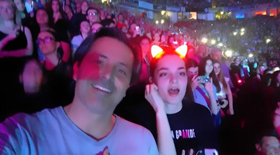  The Dutchman grinned from ear to ear as his teenage daughter sang along to her idol