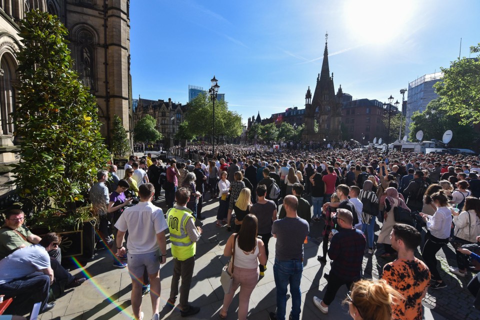 People gather in Manchester for a vigil to the victims of the attack