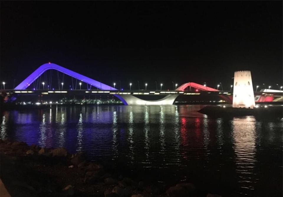  Sheikh Zayed Bridge in Abu Dhabi in the United Arab Emirates is a radiant tribute