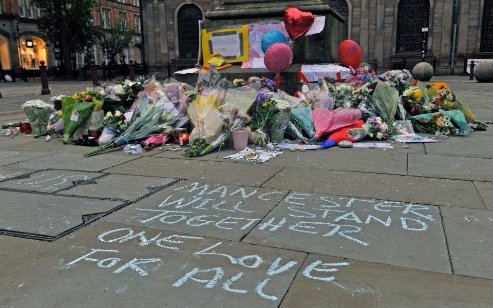  Flowers and messages in memory of the victims of the Manchester terror attack