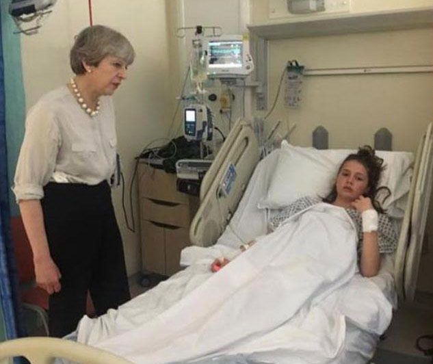  Theresa May meets Evie Mills in hospital earlier in the week