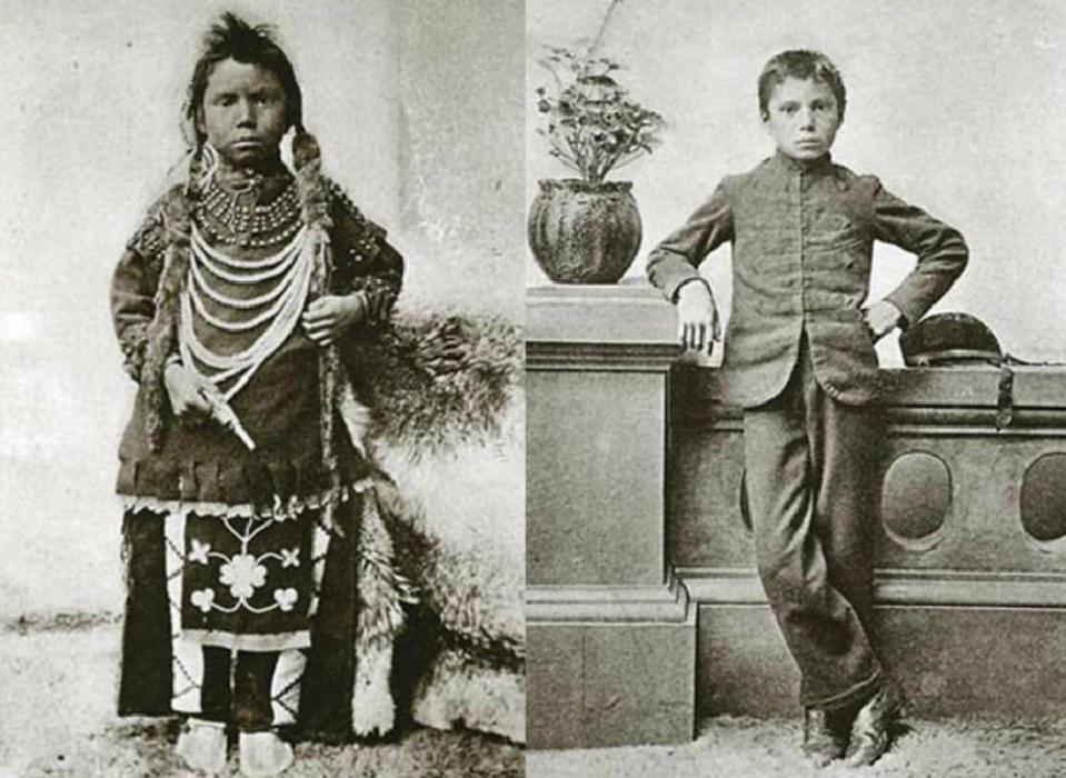  Young Native American Thomas Moore, before and after assimilation, circa 1897