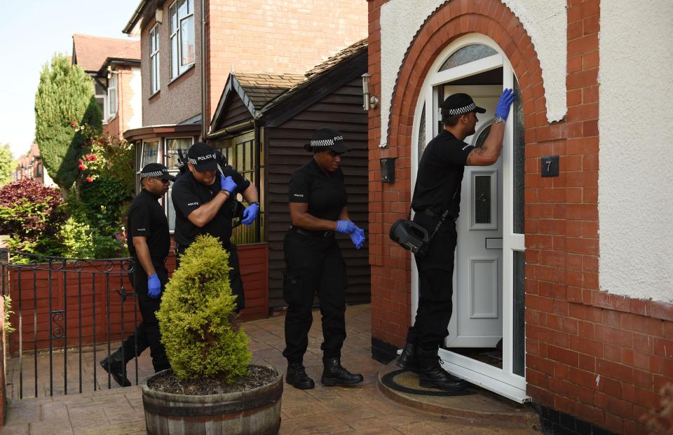  Cops searched the address of a Libyan-born man in Nuneaton this morning after the dramatic arrest last night