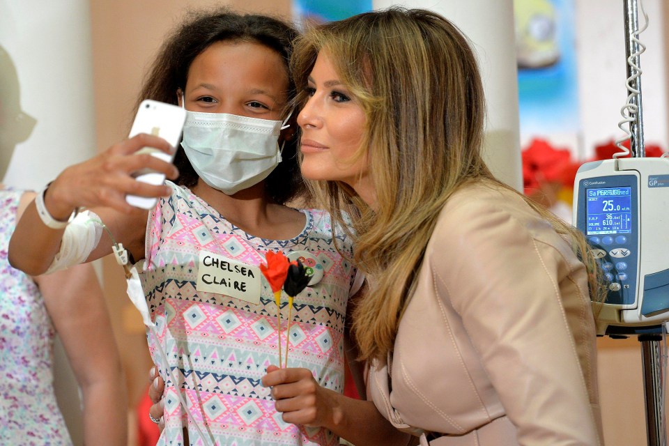 first lady Melania Trump visits the Queen Fabiola Children's University hospital in Brussels