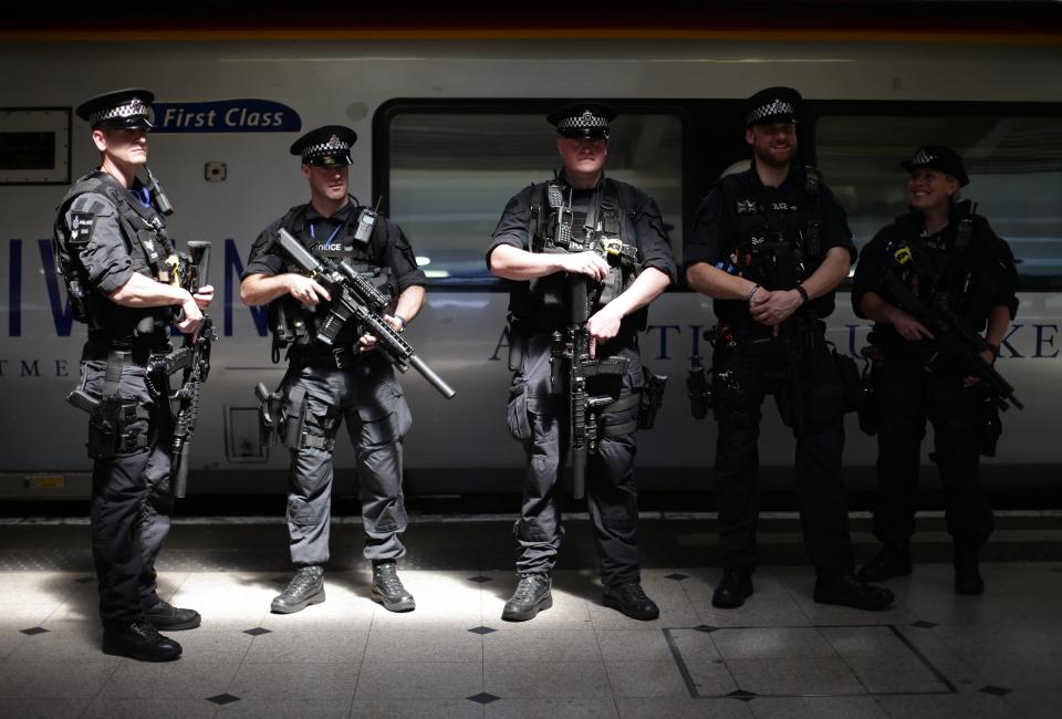  Cops armed with guns will be a feature on British trains from this afternoon