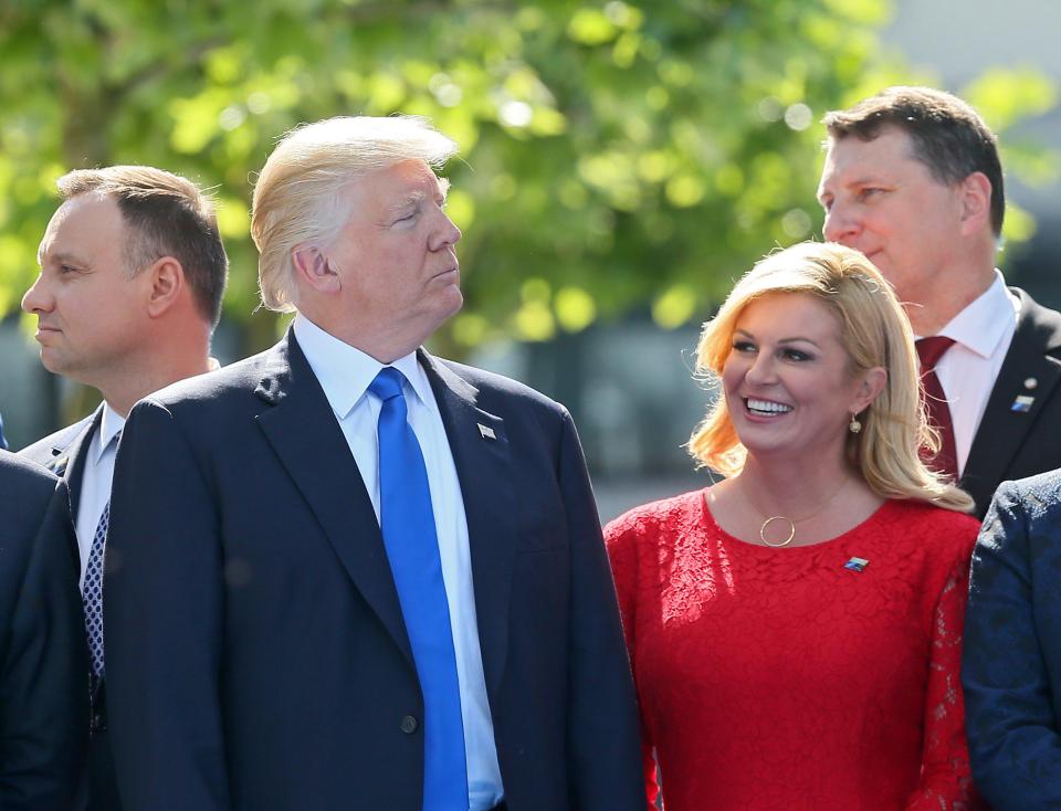  Trump meets with Croatian President Kolinda Grabar-Kitarovic during the summit