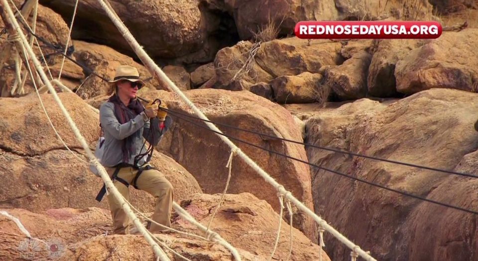  Julia wore a safety harness after Bear worried the rope wasn't strong enough