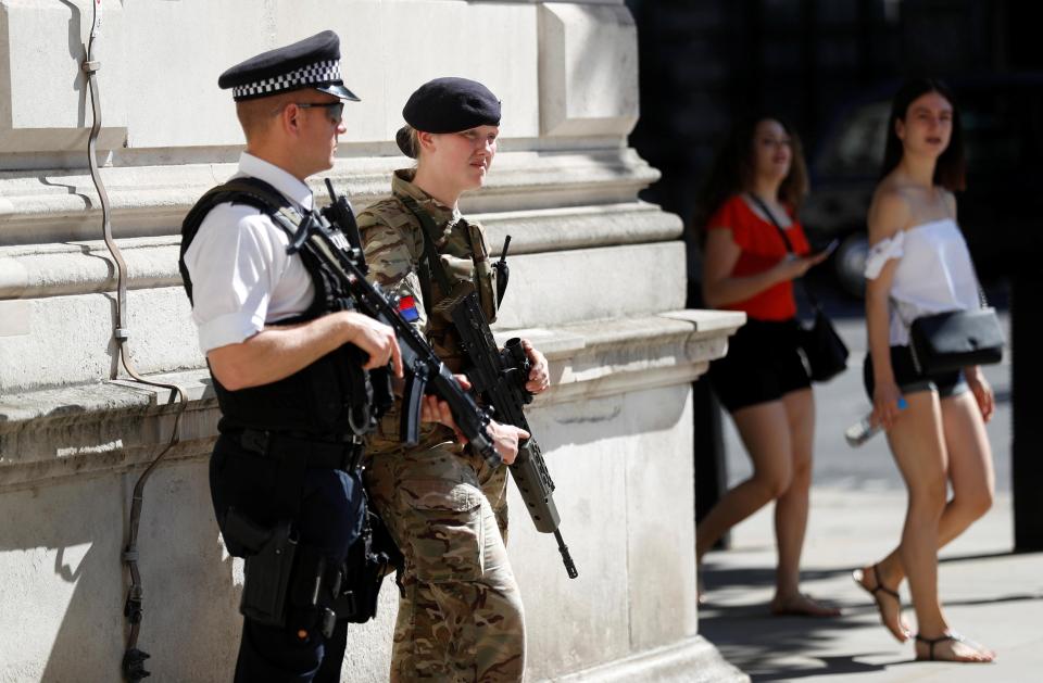  With the UK terror threat at its highest level, armed police and army officers are patrolling the streets