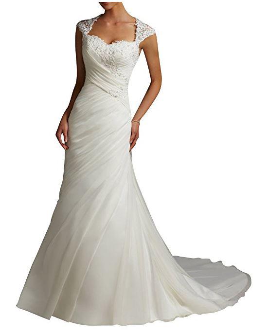  Prices for this lace sweetheart mermaid train wedding dress start at £63.99