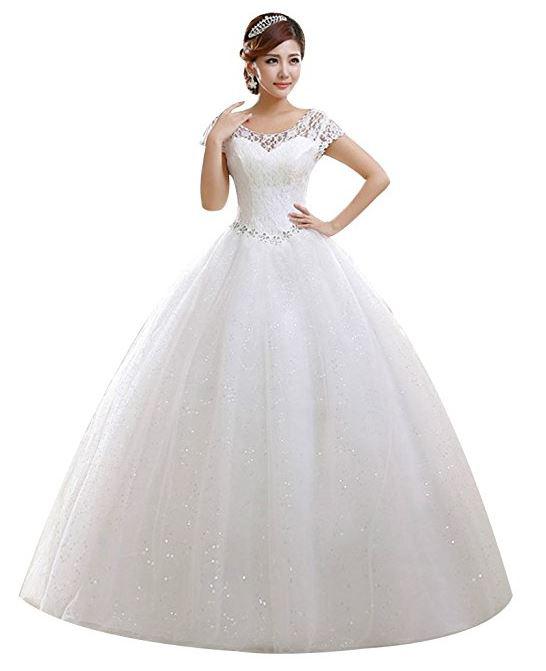  The price for this full-length bridal gown starts at £29.99