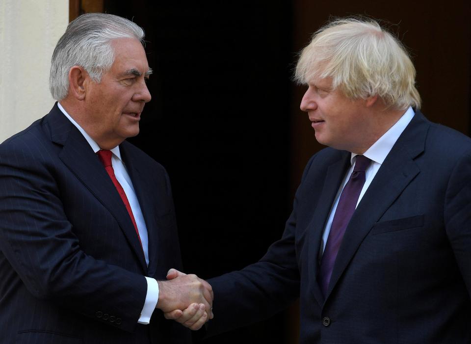  The US Secretary of State Rex Tillerson apologised to Boris Johnson