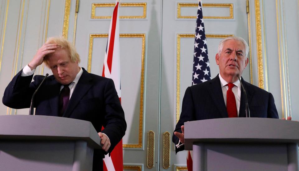  The pair met for Mr Tillerson's first official visit to the UK