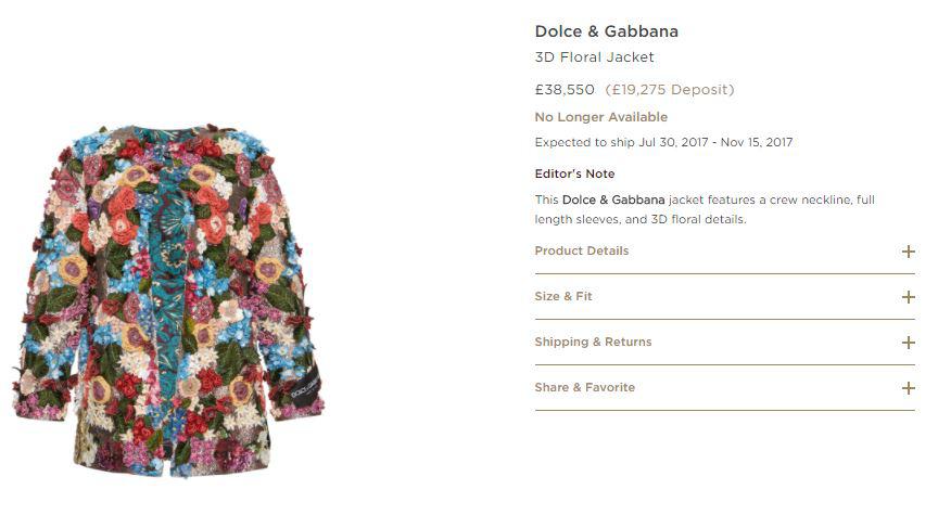  The £38k coat requires a massive deposit too - but it's highly doubtful fans will be able to get their hands on one as it seems to be sold out