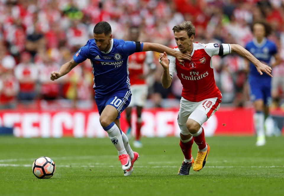  Nacho Monreal in action for the FA Cup at Wembley Stadium