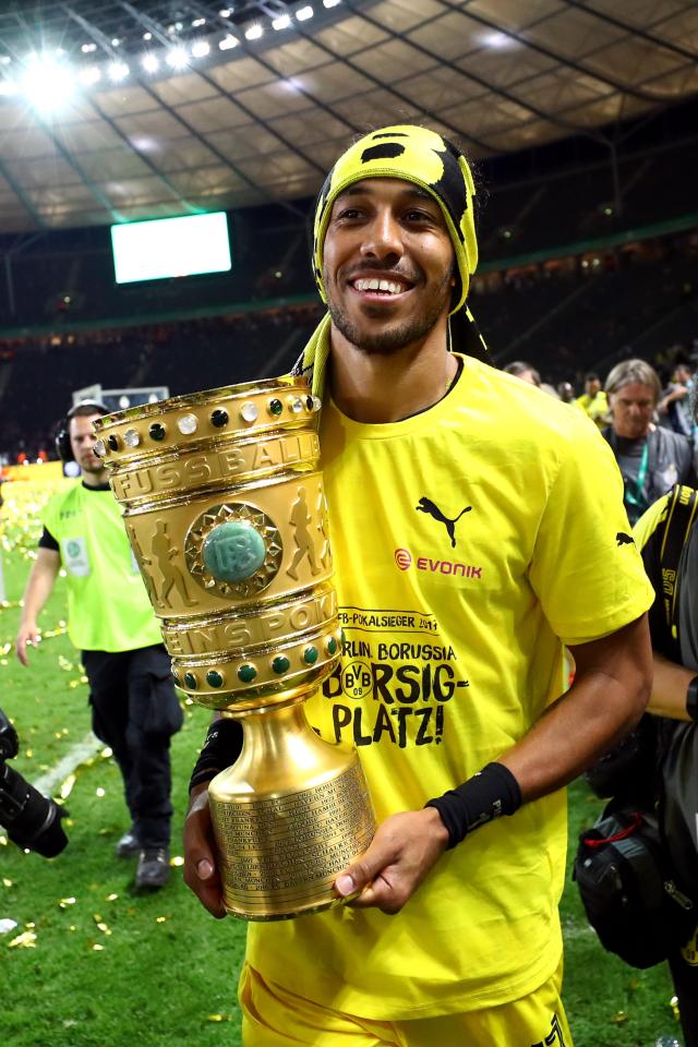  Aubameyang scored 40 goals this season - including the winner in the German Cup final