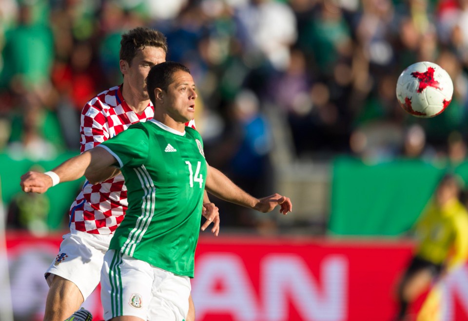 Javier Hernandez in action for Mexico last night against Croatia