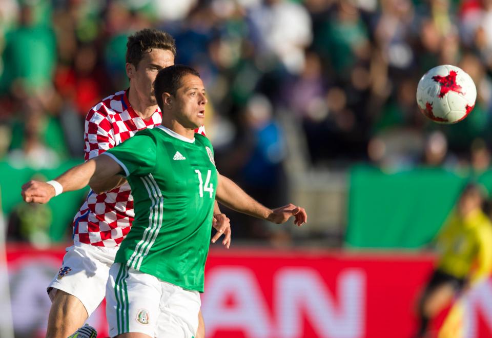  Javier Hernandez in action for Mexico last night against Croatia