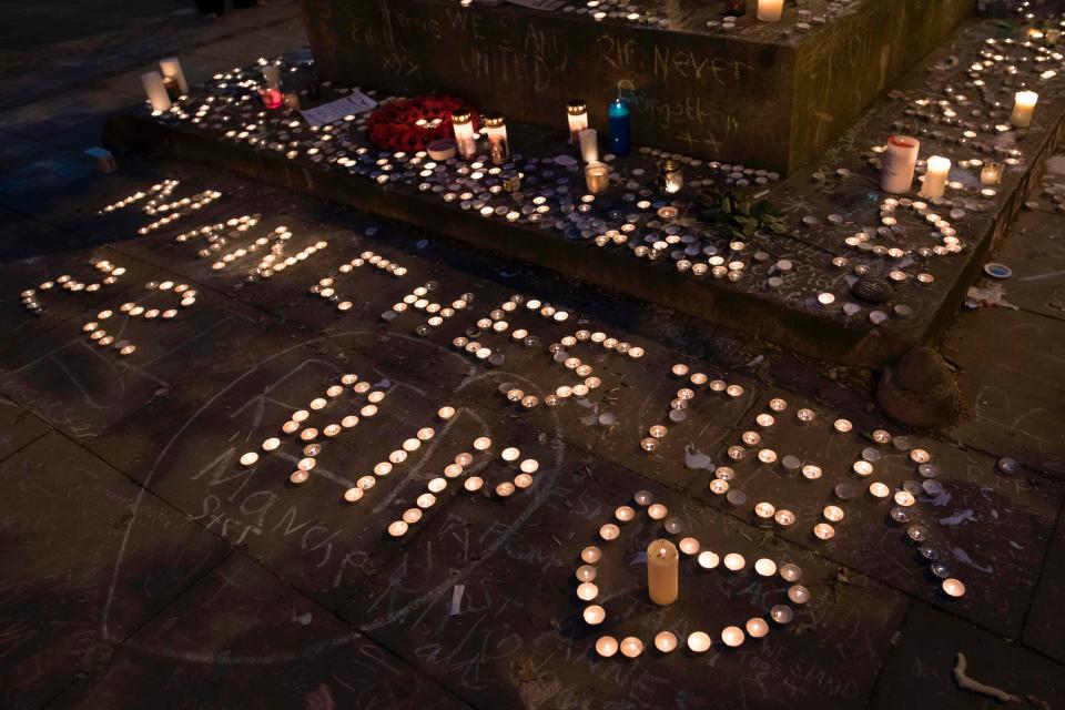  Candles and tributes to the victims have been left in St Ann's Square, Manchester, throughout the past week