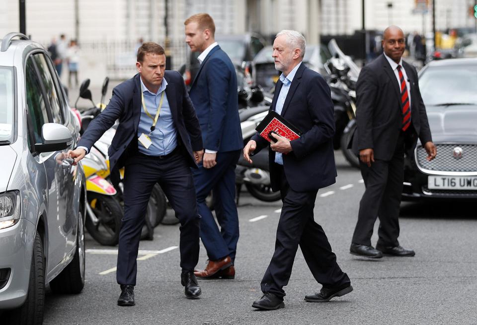  Mr Corbyn leaving the BBC studios after his excruciating exchange on policy costs