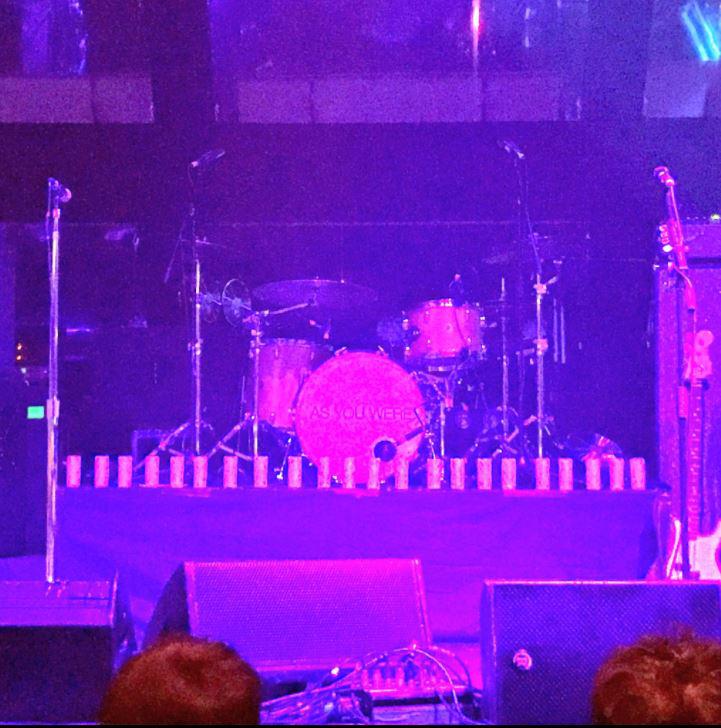  The 22 candles lined up on stage - which Liam lined out for the gig in honour of the victims of the attack