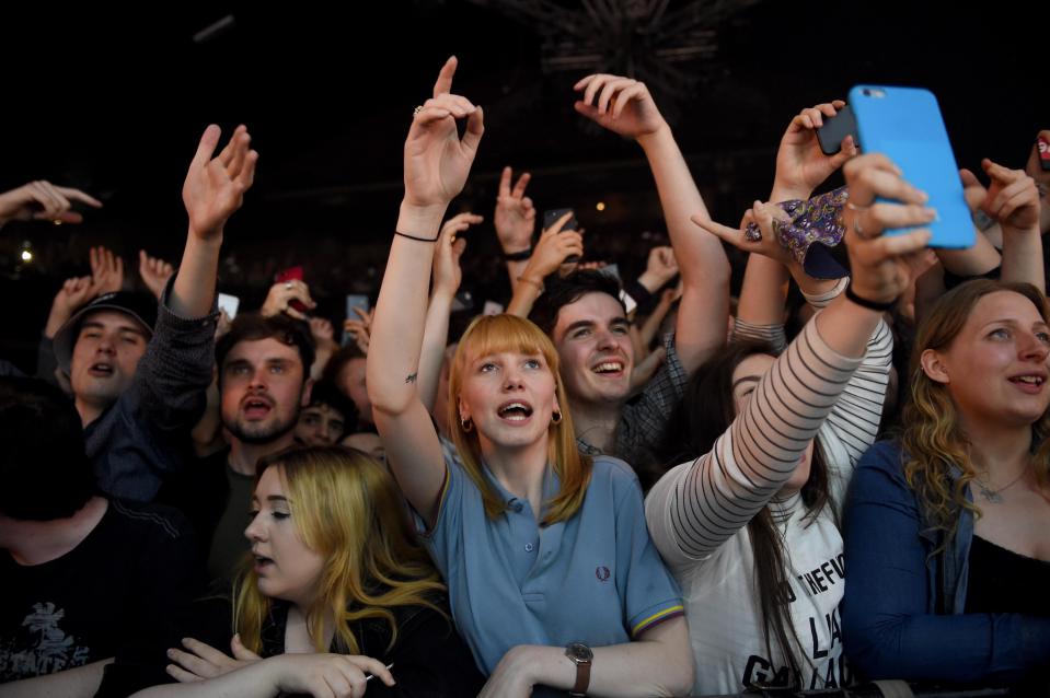  The crowd chanted along with the favourite anthems played at the poignant gig