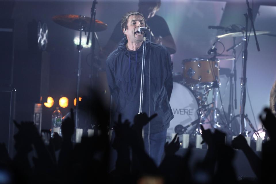  The former Oasis frontman stormed on stage to defiant cheers from concert-goers