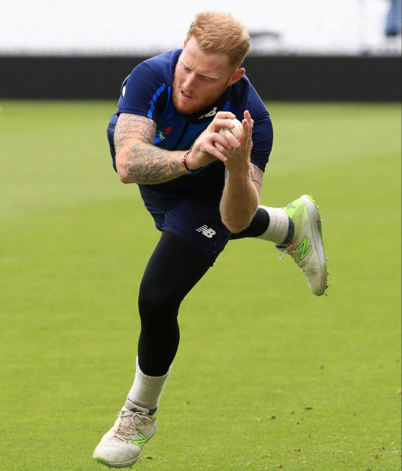  Stokes takes a catch at fielding practice on Wednesday