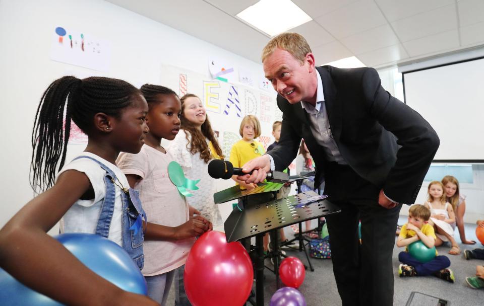  He spoke to kids at the event in the Lib Dem headquarters today