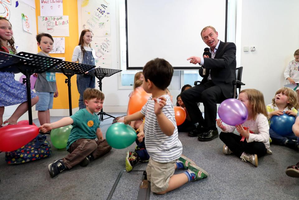  Tim Farron had to break up a balloon fight at a mock debate