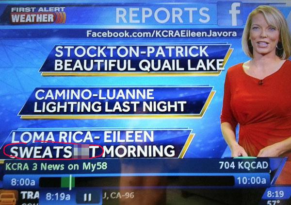 Everyone giggled at this weather report when they noticed an explicit word on the caption